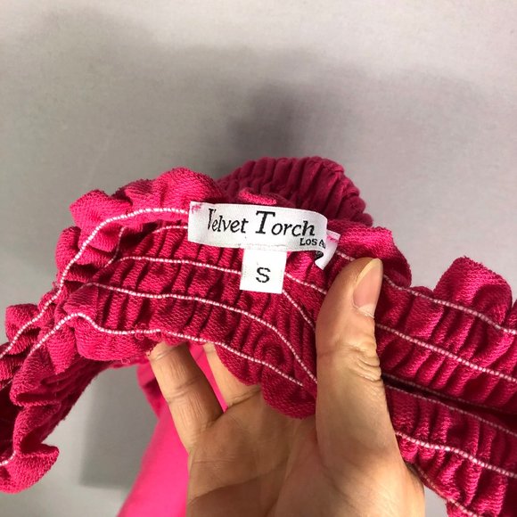 Velvet Torch Pink Smocked Strapless Mini Dress Size Small - Picture 4 of 5